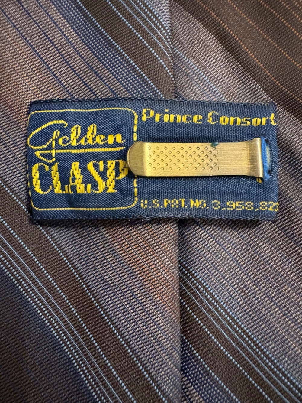 Vintage Prince Consort Golden Clasp Striped Necktie 3" Wide